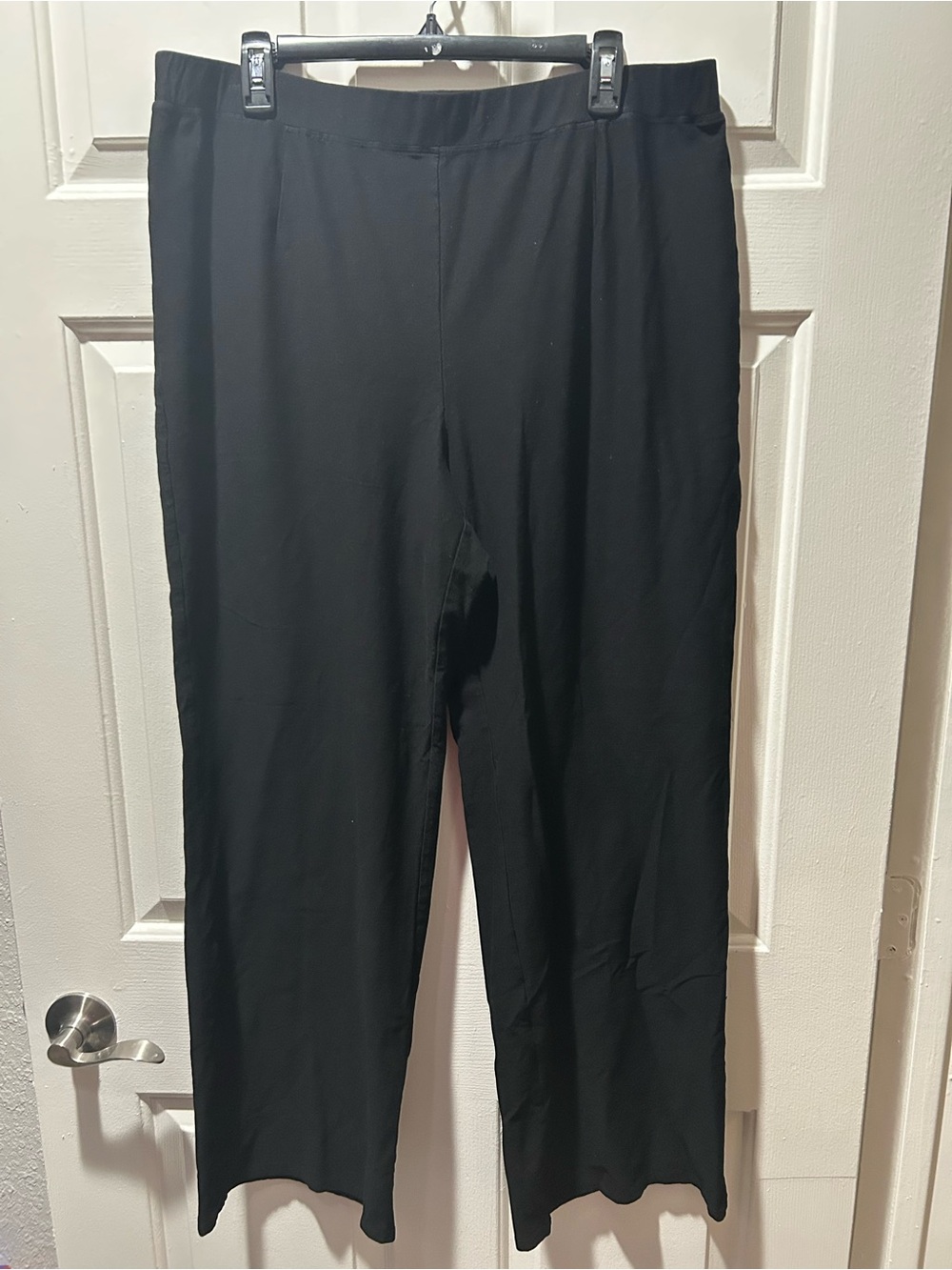 Eileen Fisher Woman Black Pull-On Stretch Straight Leg Pants Size 1X